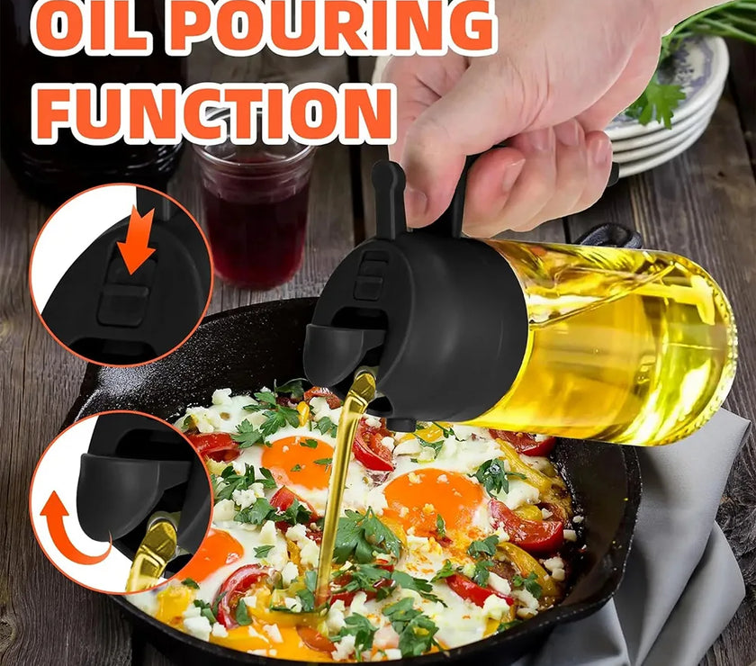 DripLock™ Oil Dispenser | Mess-Free Spray & Pour Control